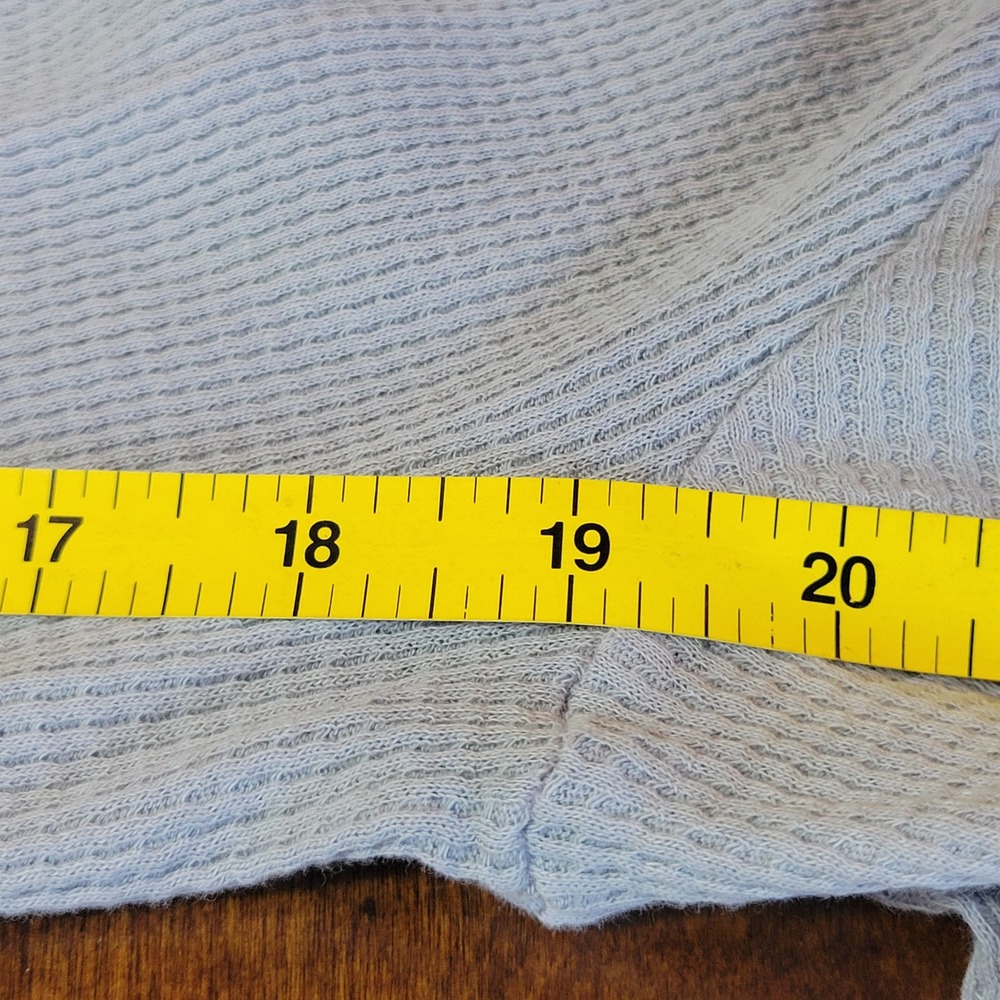 LOGO Lori Goldstein Thermal Top Size Small Blue Ombre Waffle Knit Pockets FLAW - Picture 8 of 16